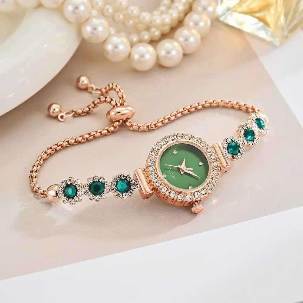 Fashion Rhinestone Women Watches Diamond Flowers Bracelet Ladies Quartz Wristwatch - Zenflow Active