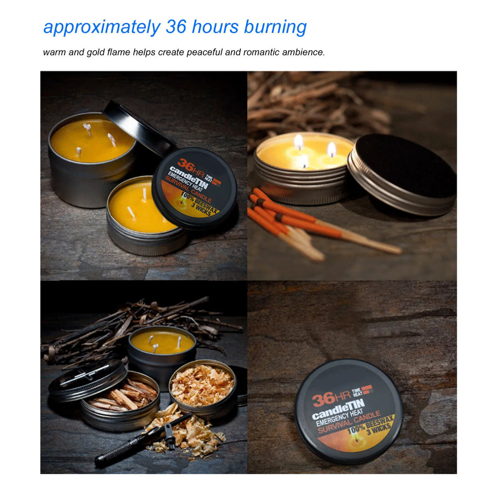 Survival Candle Widely Used Romantic Ambience Natural 36 Hours Burning Long Lasting Candles 3 Wicks For Home Outdoor Camping - Zenflow Active