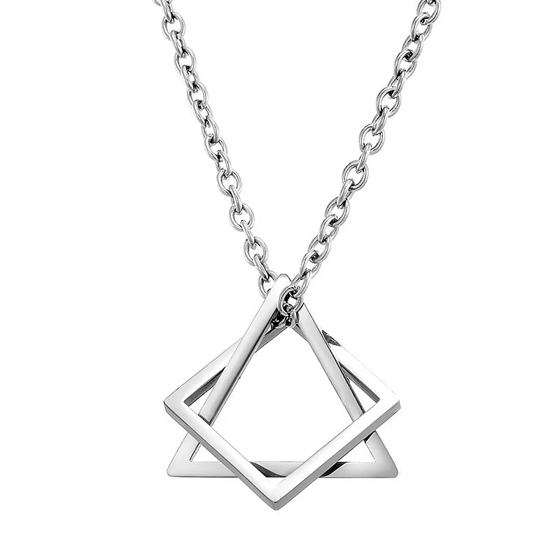Men's Jewellery Rectangle Pendant Necklace Width 3mm Stainless Steel Handmade - Zenflow Active