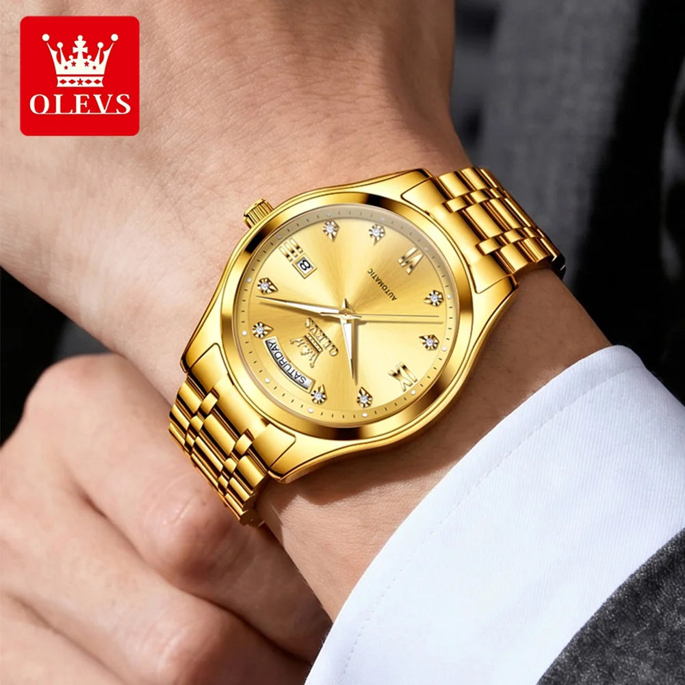 OLEVS 6752 Men's Automatic Mechanical Watch — Luminous, Week & Date Display, Waterproof - Zenflow Active
