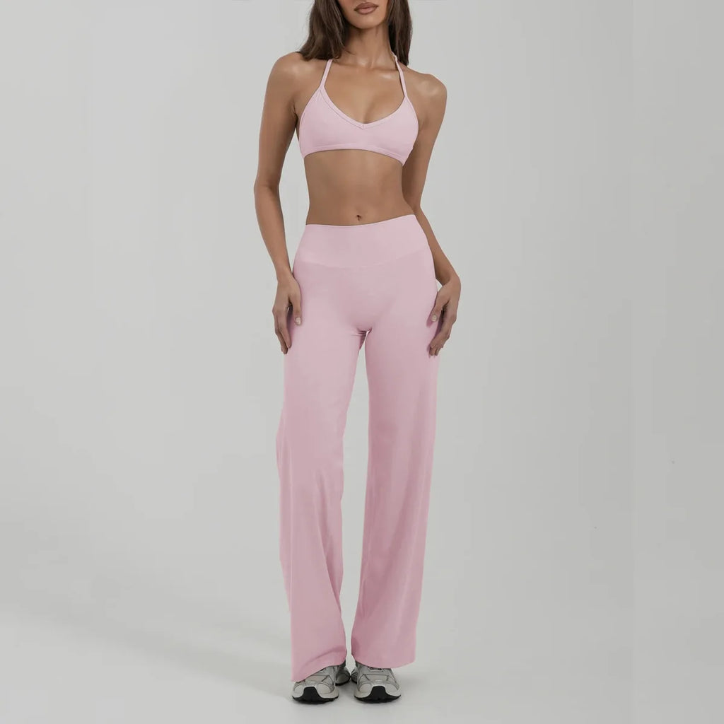 Gym set workout clothes for women neck sports underwear yoga suit fitness loose sports trousers Pilates quick-drying 2-piece set - Zenflow Active