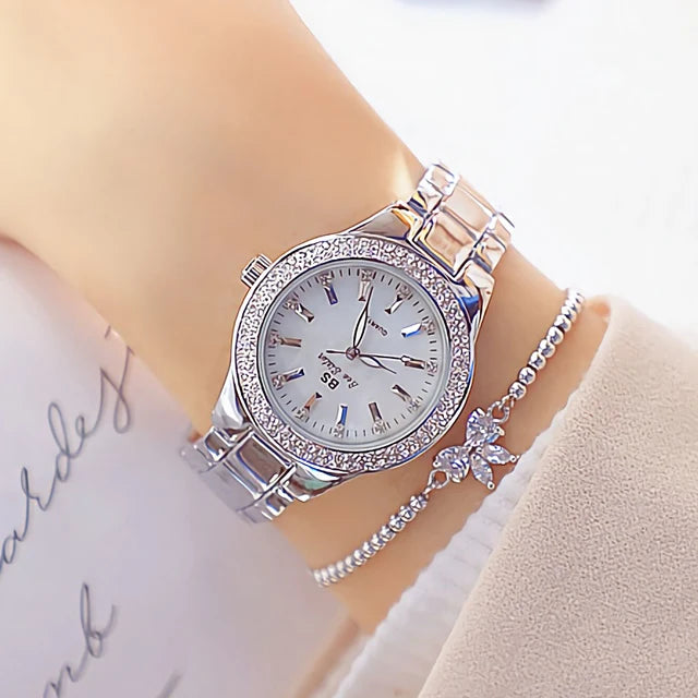 Women's Crystal Diamond Dress Watch — Quartz, Stainless Steel, Waterproof, 12 Styles - Zenflow Active