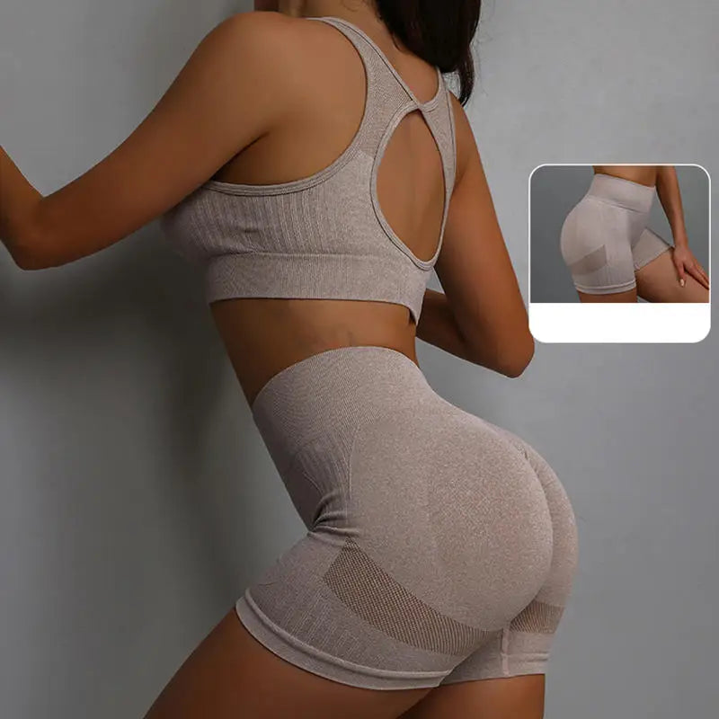 Women's Yoga Workout Set - Fitness Vest With Sports Shorts Running Yoga Suit Exercise Underwear Sportswear - Zenflow Active