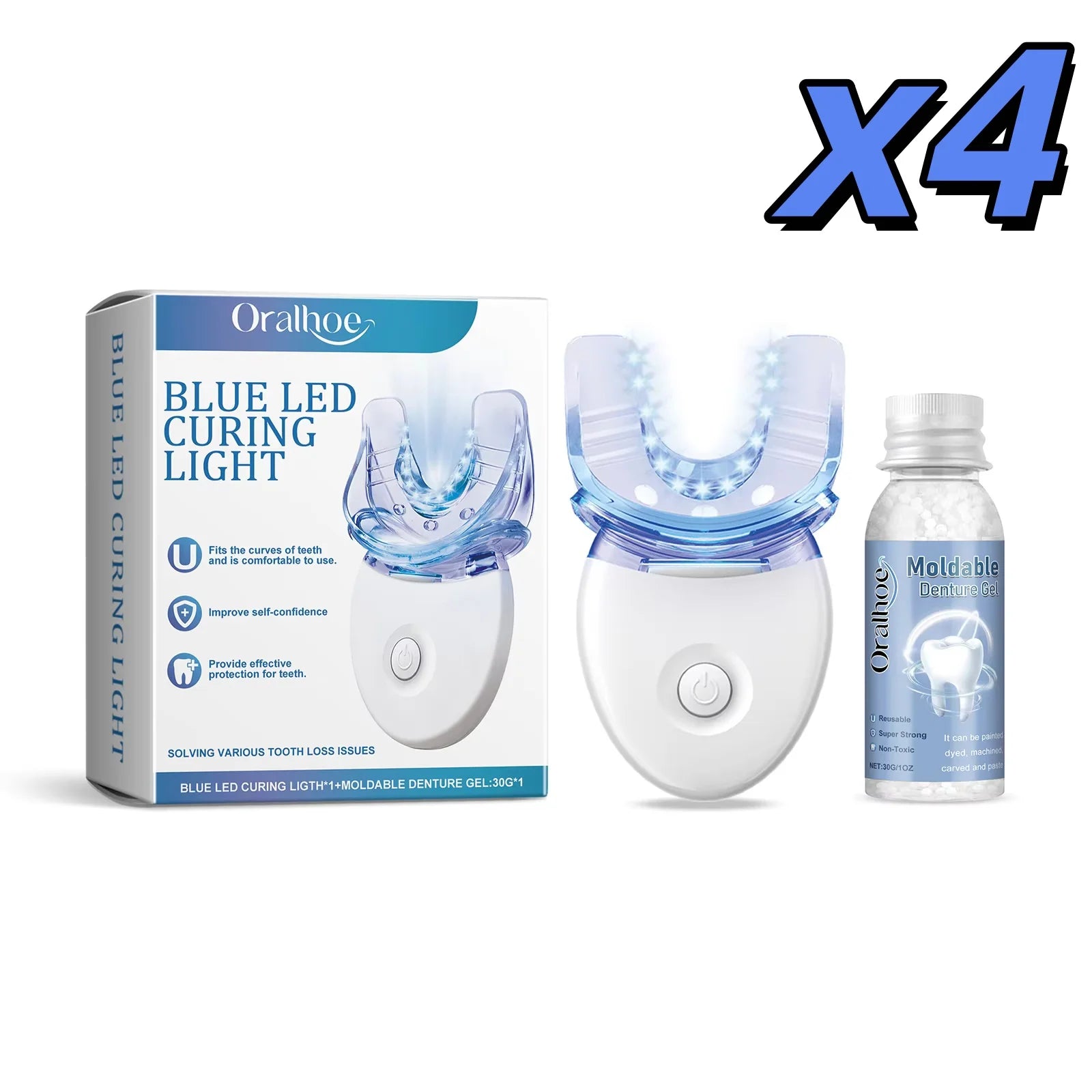 2 in 1 Teeth Whitening Kit with Blue LED Light