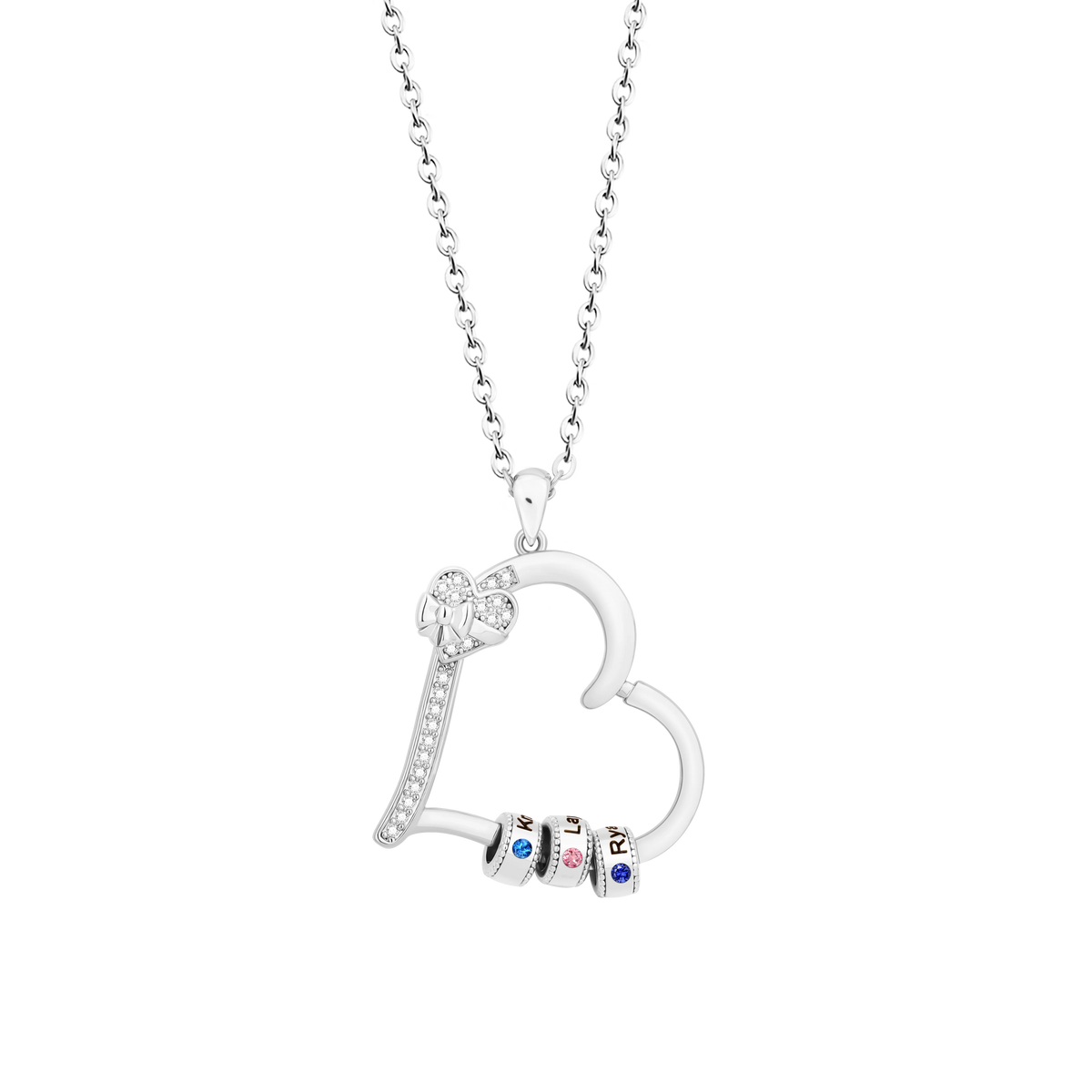 Personalized Birthstone Names Heart Necklace Custom Heart Pendant Bead Necklace Mother's Day Gift Fashion Jewellery Birthday Gift - Zenflow Active