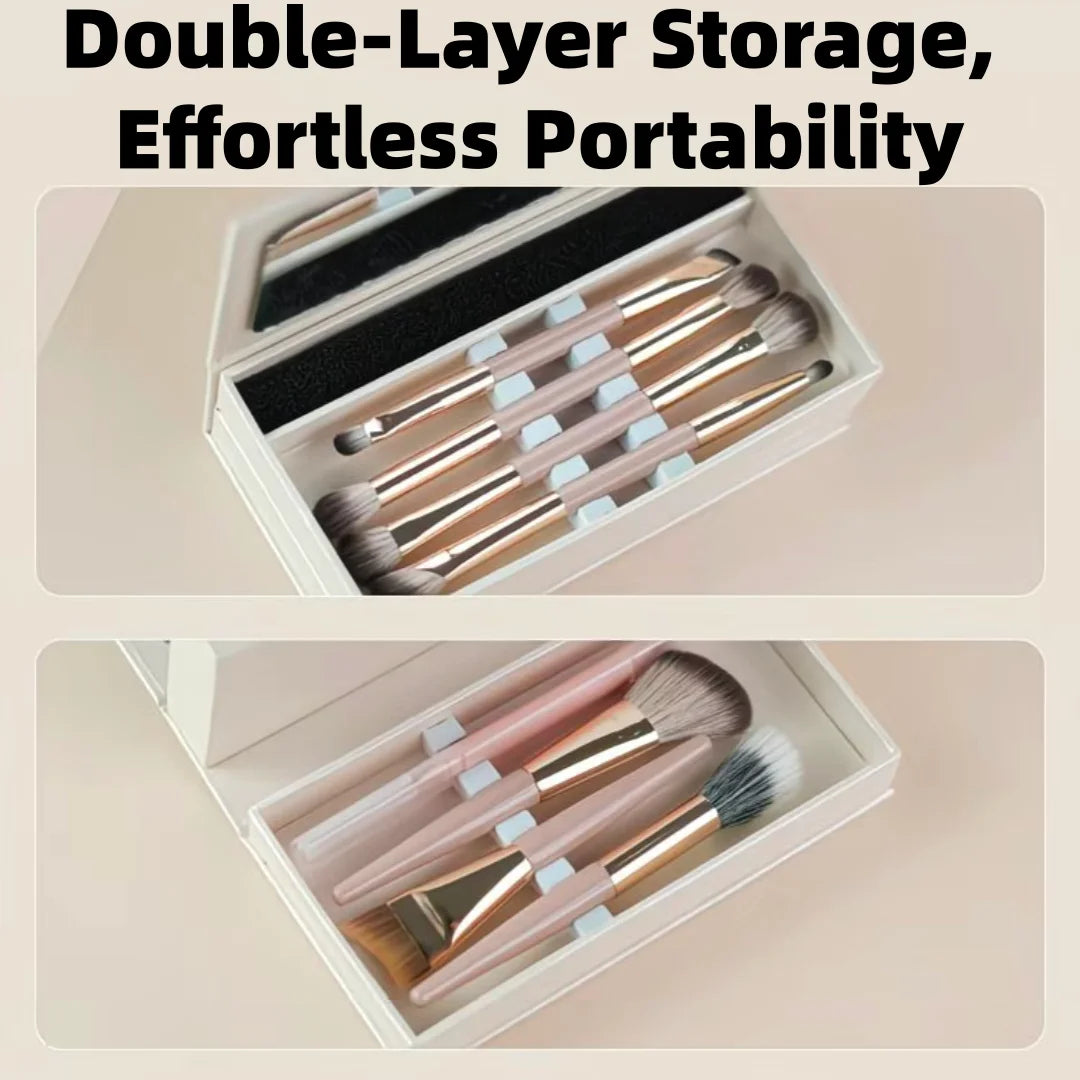 5-Piece Makeup Brush Set – Foundation, Contour, Eyeshadow & Stippling with Portable Case - Zenflow Active