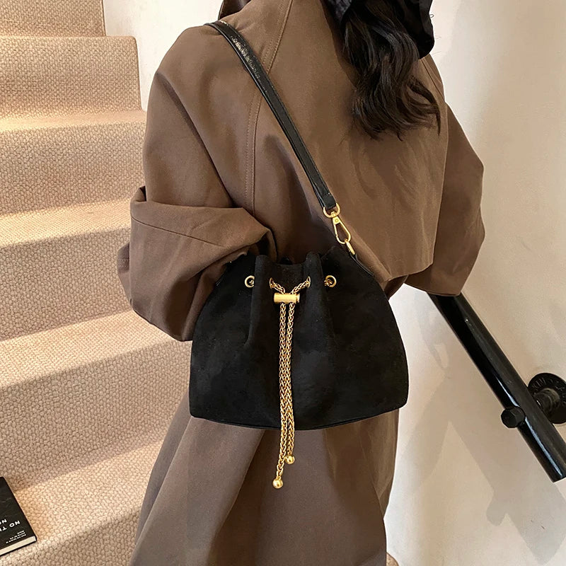 2026 Soft Commuting Crossbody Bags Faux Suede Sewing Hot Sale Bags for WomenThread Solid Color String Women's Handbags - Zenflow Active