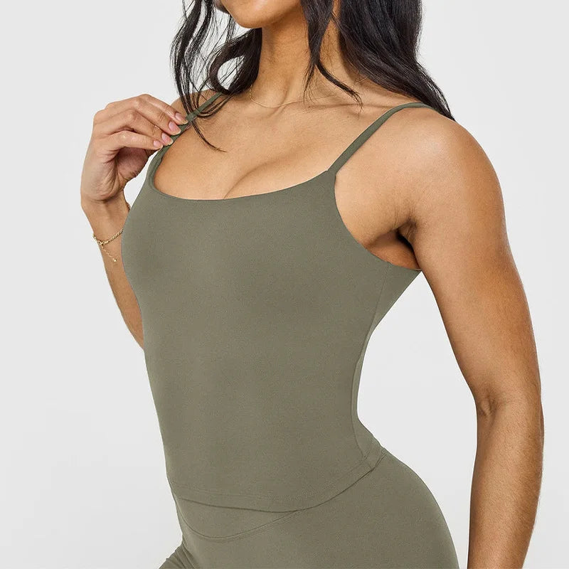 Women's Yoga Sports Vest Built-in Bra with Chest Pad, Beautiful Back Suspenders, Running Fitness Tank Top for Gym - Zenflow Active