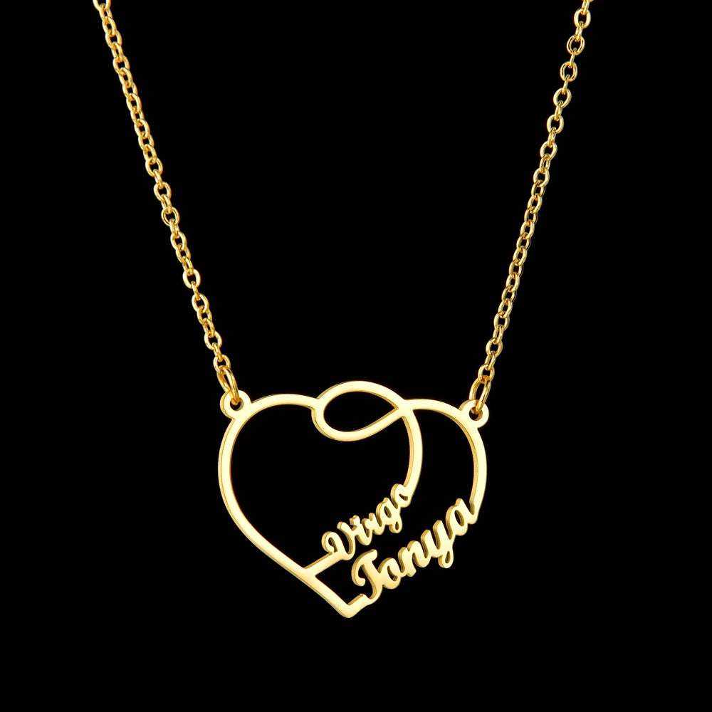 Haiyufly Custom Name Heart Necklace for Women Stainless Steel Jewellery Choker Chains Personalized Couple Valentine's Day Gift - Zenflow Active