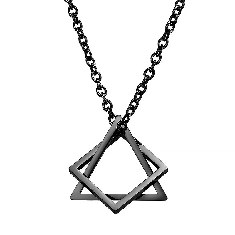 Men's Jewellery Rectangle Pendant Necklace Width 3mm Stainless Steel Handmade - Zenflow Active