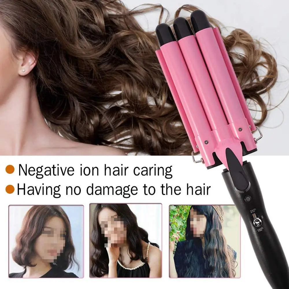 3-Barrel Ceramic Hair Waver | Professional Wave Curling Iron | 25mm - Zenflow Active