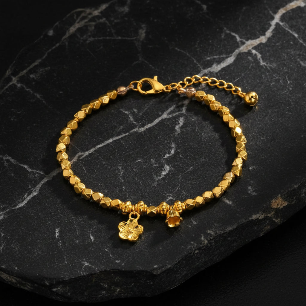 Charms Bell Flower Bracelet, Geometric Beaded Chain Bracelet for Women Girls - Zenflow Active