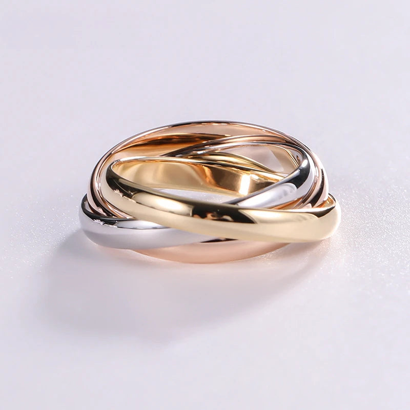 Sterling Silver Rose Gold Three-Color Internet Ring Fashionable Multi- Toned Band - Zenflow Active