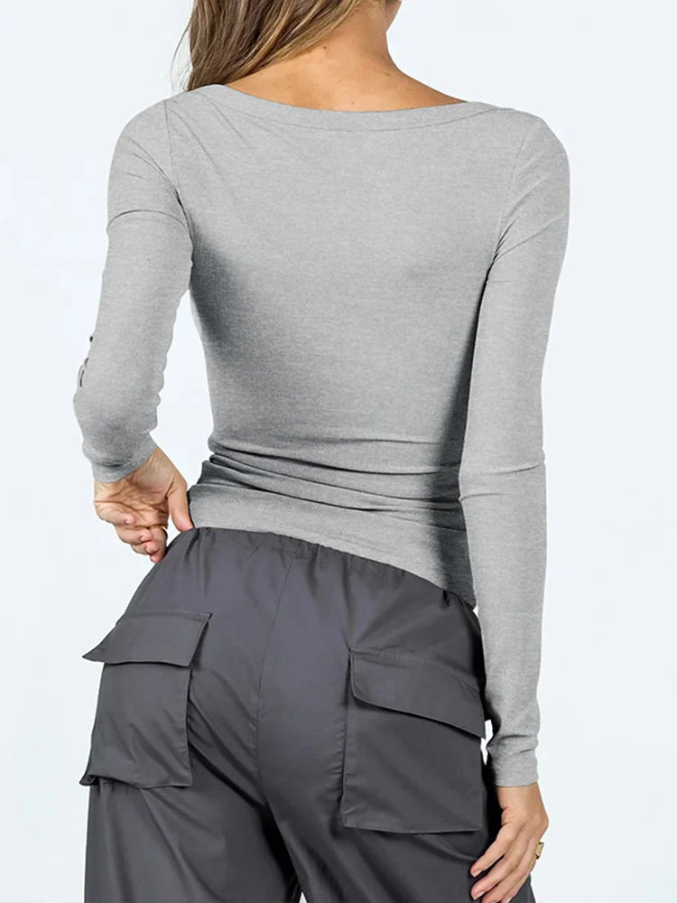 Women's Square-Neck Long-Sleeve Slim-Fit Top Zenflow Active