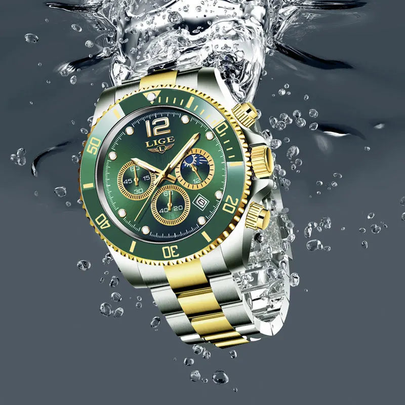 Men's LIGE Top Brand Luxury Watch Waterproof, Sports, Stainless, Chronograph, Quartz Wristwatch Relogio Masculino - Zenflow Active