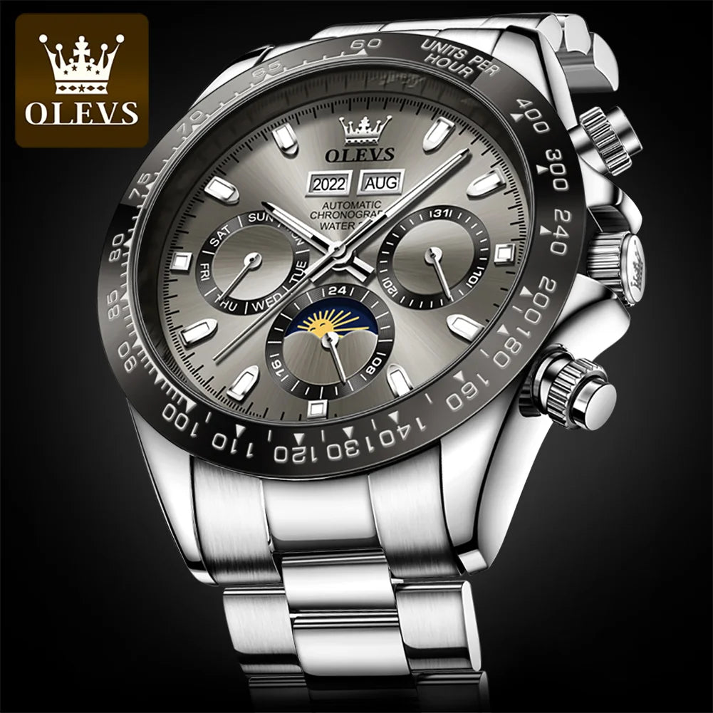 OLEVS 6654 Luxury Mens Watch Chronograph Automatic Mechanical Wristwatch - Zenflow Active