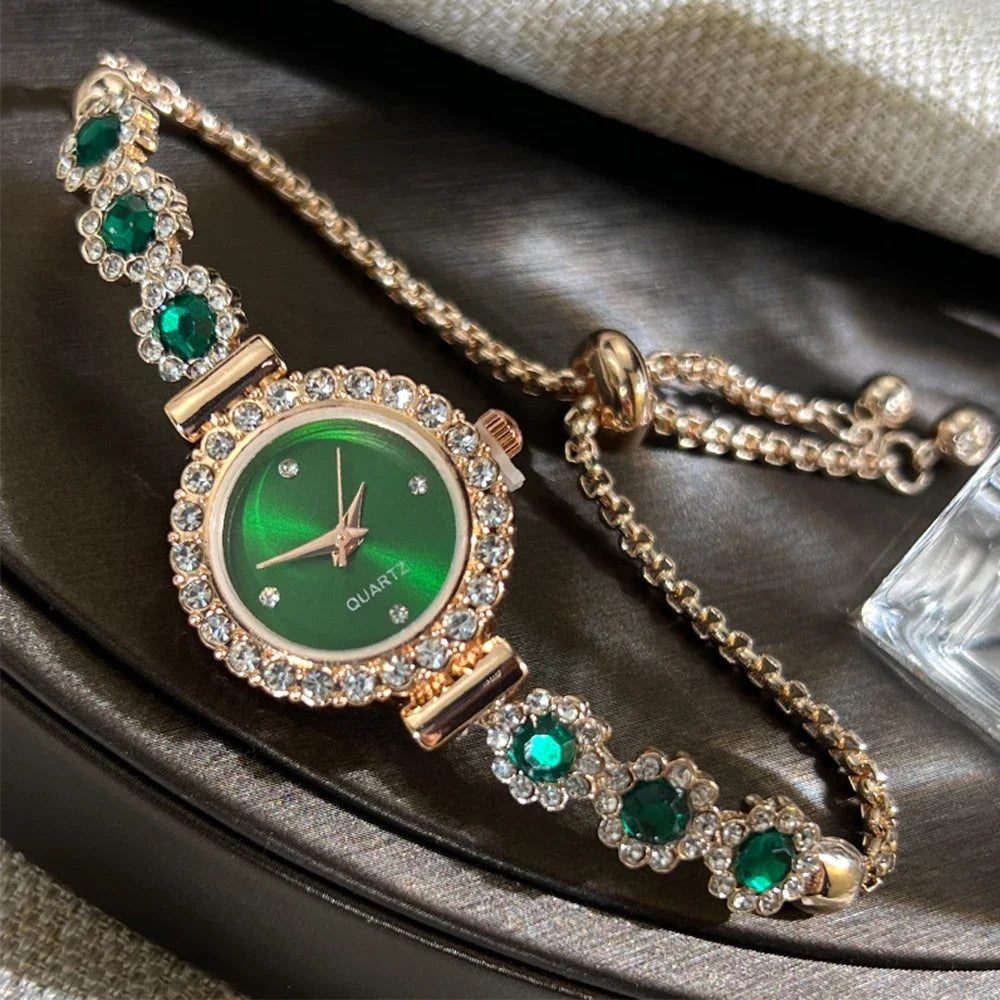 Fashion Rhinestone Women Watches Diamond Flowers Bracelet Ladies Quartz Wristwatch - Zenflow Active