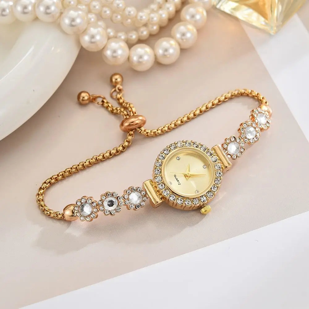 Fashion Rhinestone Women Watches Diamond Flowers Bracelet Ladies Quartz Wristwatch - Zenflow Active