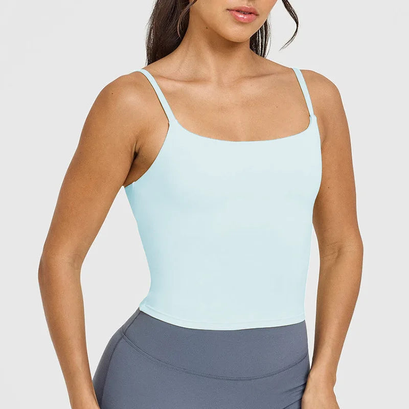 Women's Yoga Sports Vest Built-in Bra with Chest Pad, Beautiful Back Suspenders, Running Fitness Tank Top for Gym - Zenflow Active