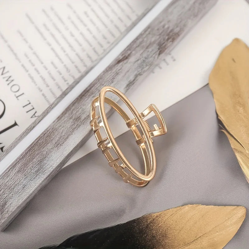 Mini Hollow Heart Metal Hair Claw Clips — Gold Geometric Barrettes for Women & Girls - Zenflow Active