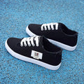 Women's Canvas Lace-Up Flat Trainers — Solid Colour, Low Heel, Casual & Sport - Zenflow Active