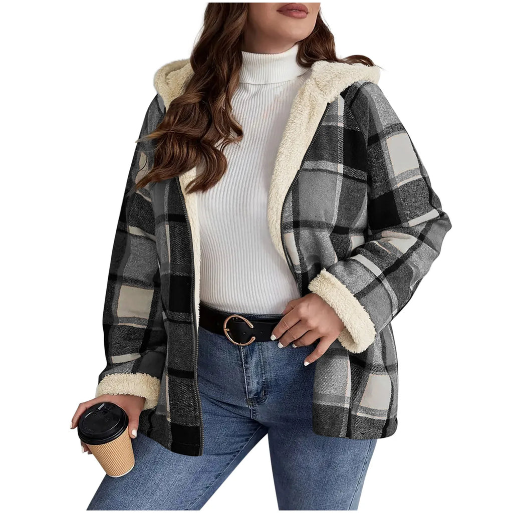 Women's Hooded Plaid Zip Jacket Zenflow Active