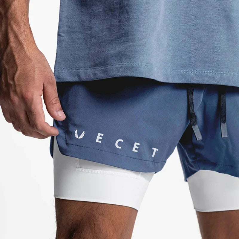 Mens Fitness 2 in 1 Quick Dry Shorts, Two Layers. One Short. Total Performance. - Zenflow Active