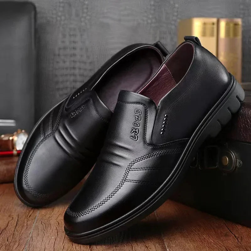 Men's Leather Slip-On Loafers | Soft Sole Anti-Slip Breathable Business Casual Shoes - Zenflow Active