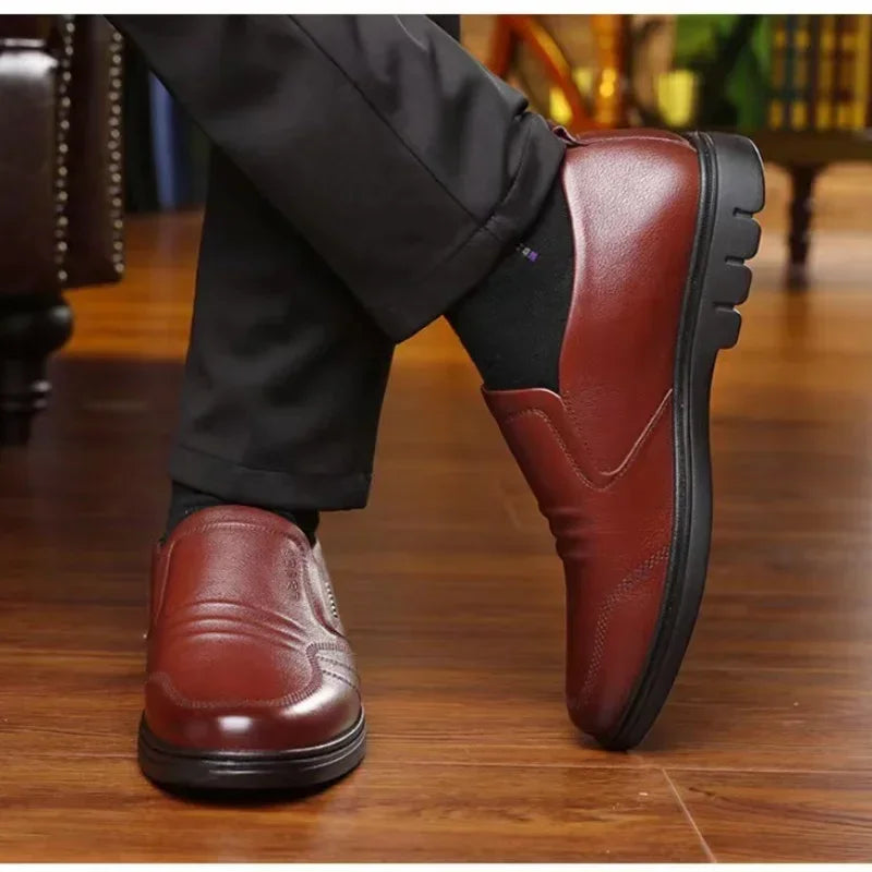 Men's Leather Slip-On Loafers | Soft Sole Anti-Slip Breathable Business Casual Shoes - Zenflow Active