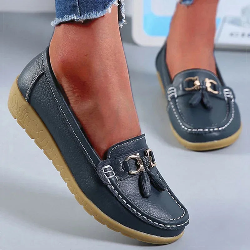 Women's PU Slip-On Loafer Flats — Soft Sole, Flat Heel, Casual Everyday Shoe, 9 Colours - Zenflow Active