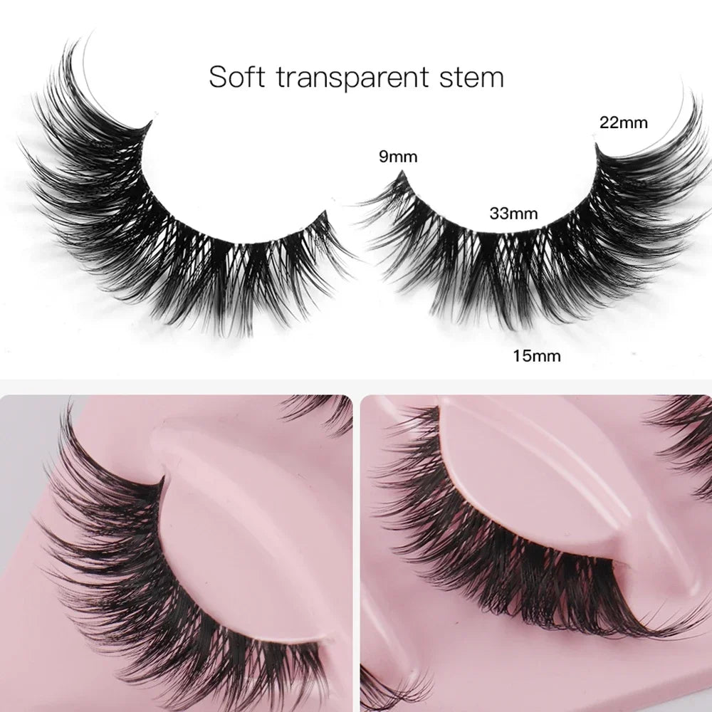 Cat Eye False Lashes — Winged, Natural Length, 3 Boxes (15 Pairs) - Zenflow Active