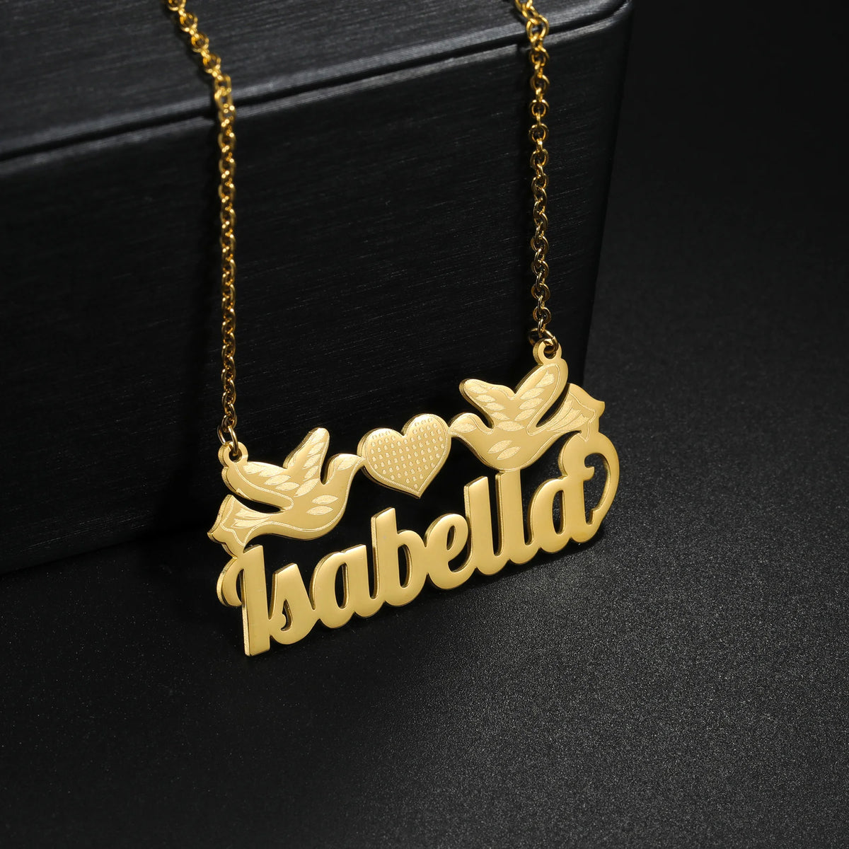 Goxijite Custom Removable Butterfly Heart Name Pendant Stainless Steel Laser Marking Nameplate Necklace - Zenflow Active