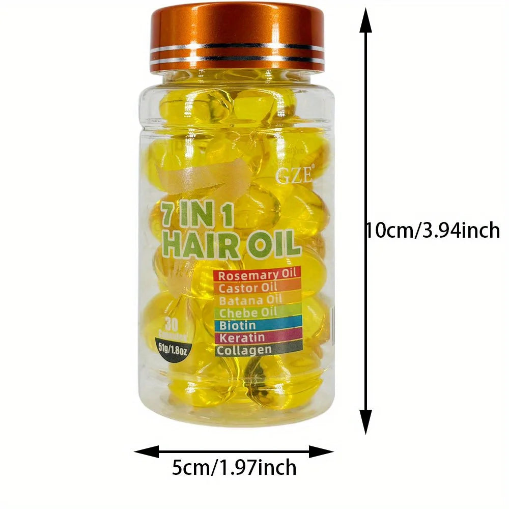 GZE 7-IN-1 Hair Oil Enriched With Rosemary Oil Castor Oil Batana Oil Chebe Oil Biotin Keratin Collagen Hydrating Smoothing - Zenflow Active