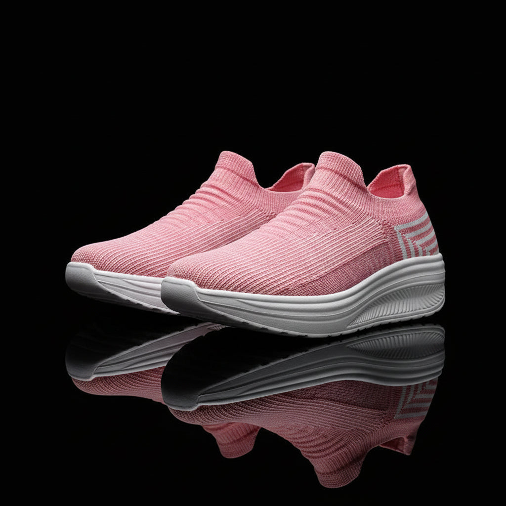Women's Air Mesh Platform Slip-On Sneakers — Breathable, Mid Heel, Casual Loafer Style - Zenflow Active