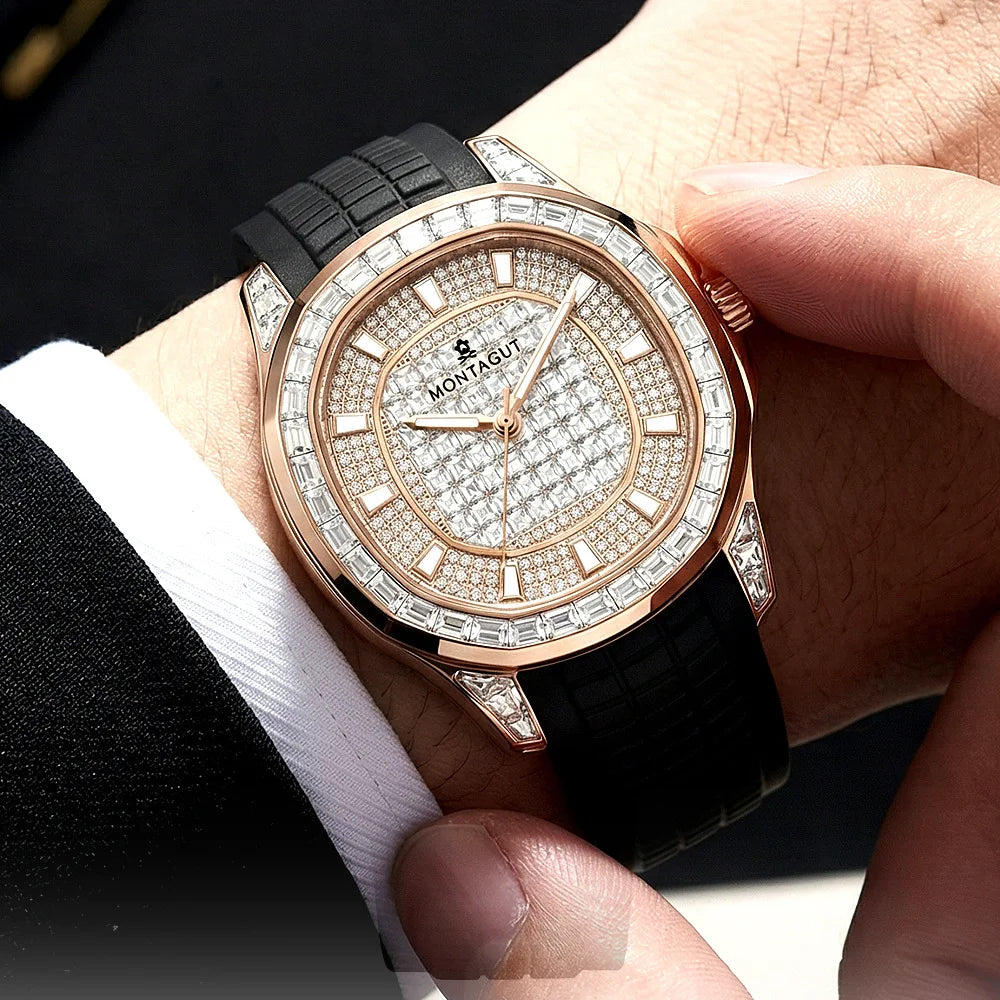 Men's Watch Original Brand Automatic Mechanical Watch Diamond Dial Waterproof Luminous Watch - Zenflow Active