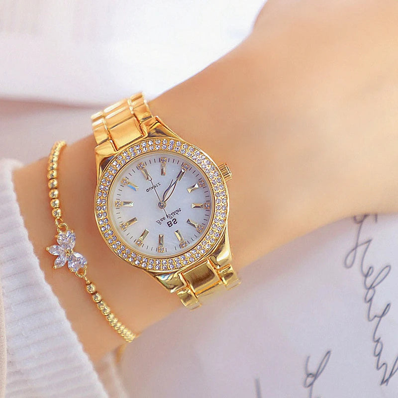 Women's Crystal Diamond Dress Watch — Quartz, Stainless Steel, Waterproof, 12 Styles - Zenflow Active