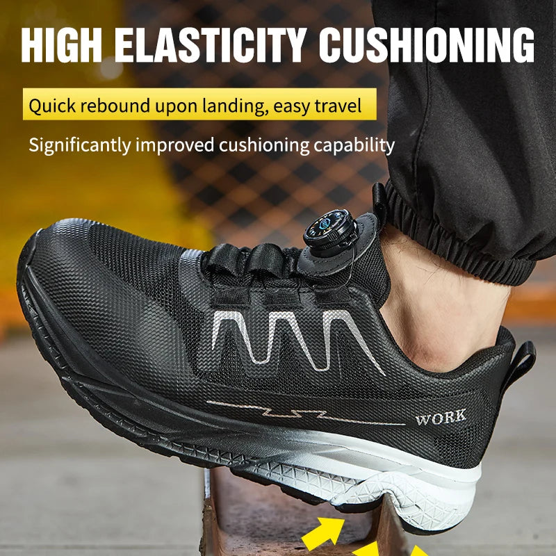 Men's Steel Toe Zip-Up Work Safety Shoes | Lightweight Indestructible Breathable Sneakers - Zenflow Active