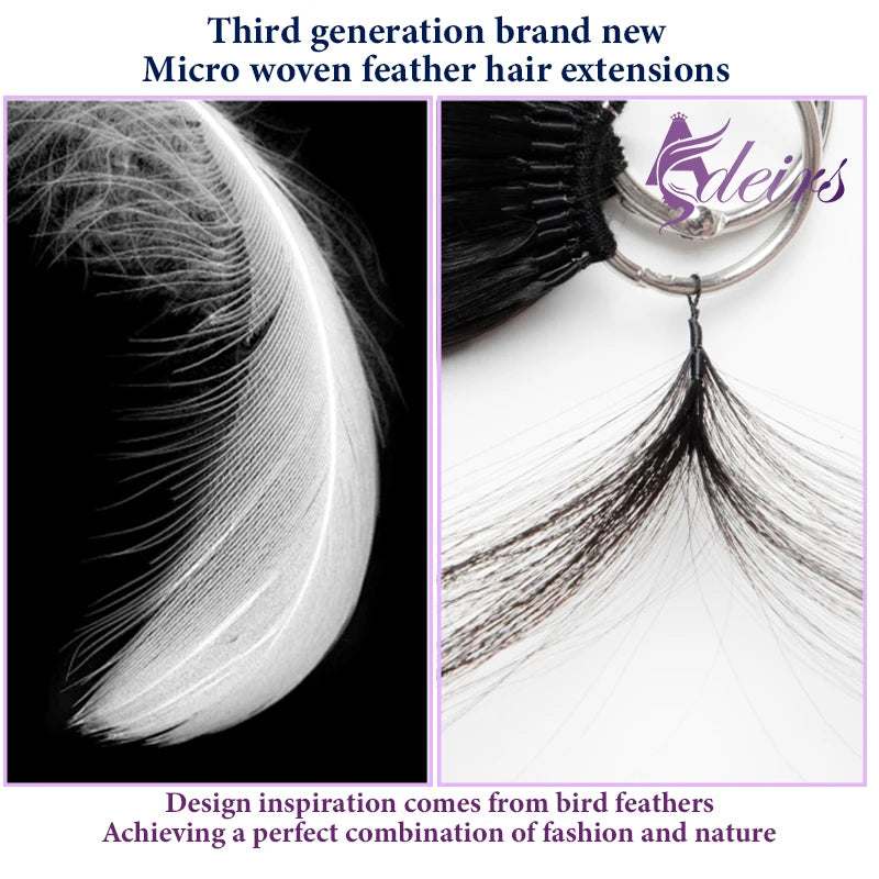 ADEIRS New Feather Hair Extensions 100% Human Hair Real Natural Hair Comfortable And Invisible Black Brown Blonde Straight - Zenflow Active