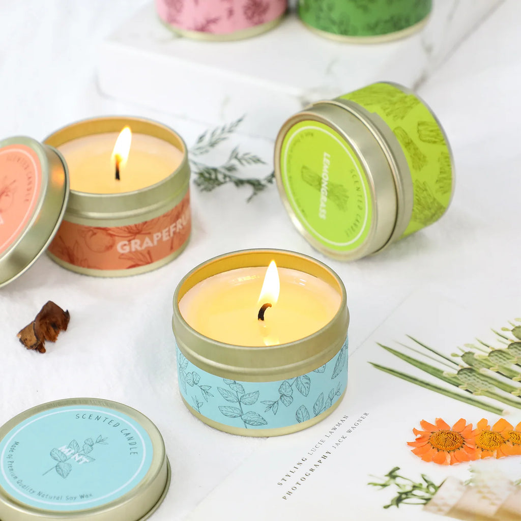 Smokeless Scented Aromatic Candles Creative Travel Tin Natural Soy Wax Scented Candles Wedding Decorative Candle Guest Gifts Box - Zenflow Active