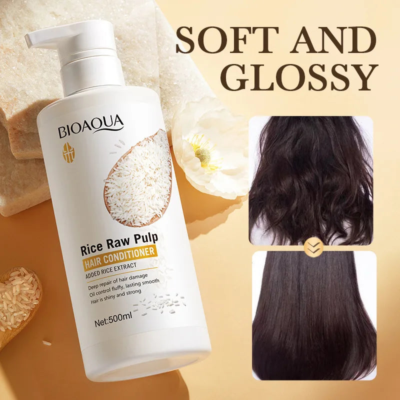 500ml Rice Conditioner Deeply Repairs Damaged Hair, Controls Oil Moisturizes - Zenflow Active