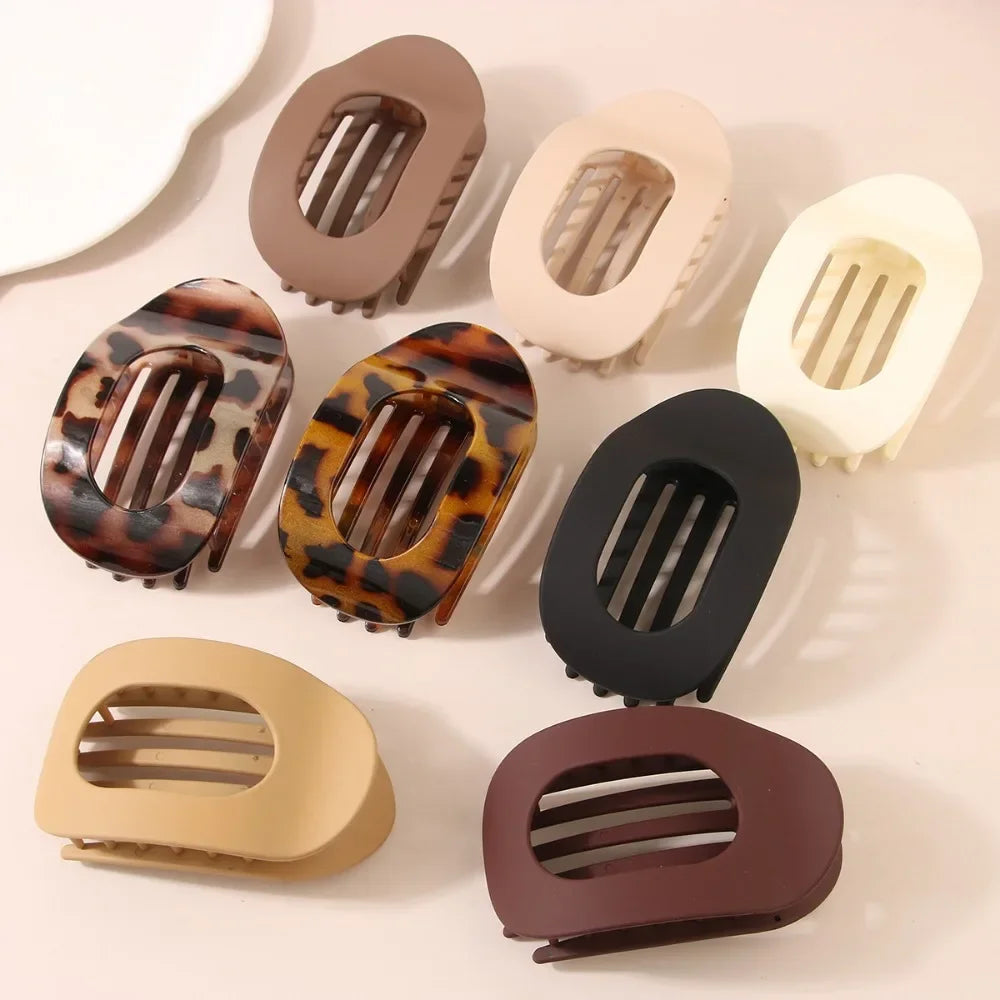 Oval Matte Hair Claw Clip | Leopard Print & Solid Acrylic Barrette — Single & Multi-Pack - Zenflow Active