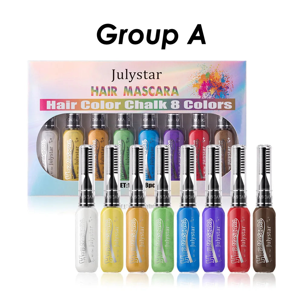 8 Colour Hair Mascara Set, Bold Multi-Shade Lashes for Party Looks - Zenflow Active