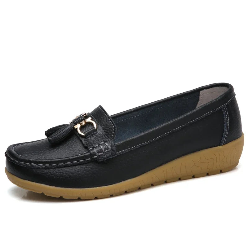 Women's PU Slip-On Loafer Flats — Soft Sole, Flat Heel, Casual Everyday Shoe, 9 Colours - Zenflow Active