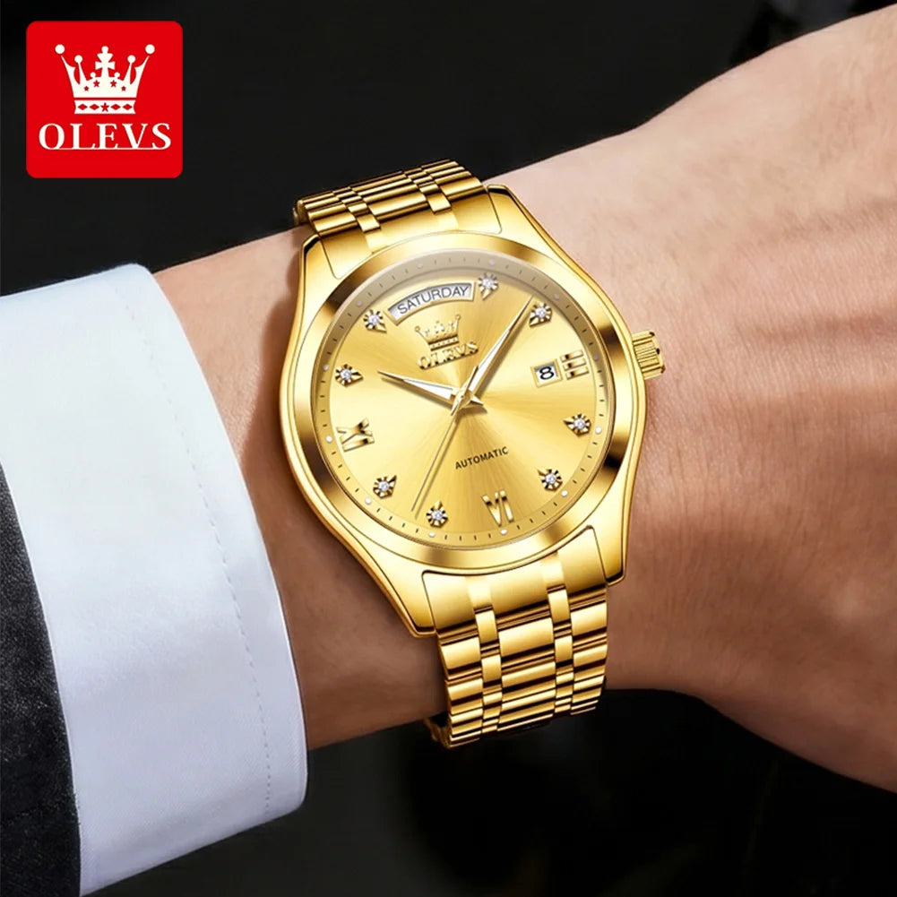 OLEVS 6752 Men's Automatic Mechanical Watch — Luminous, Week & Date Display, Waterproof - Zenflow Active