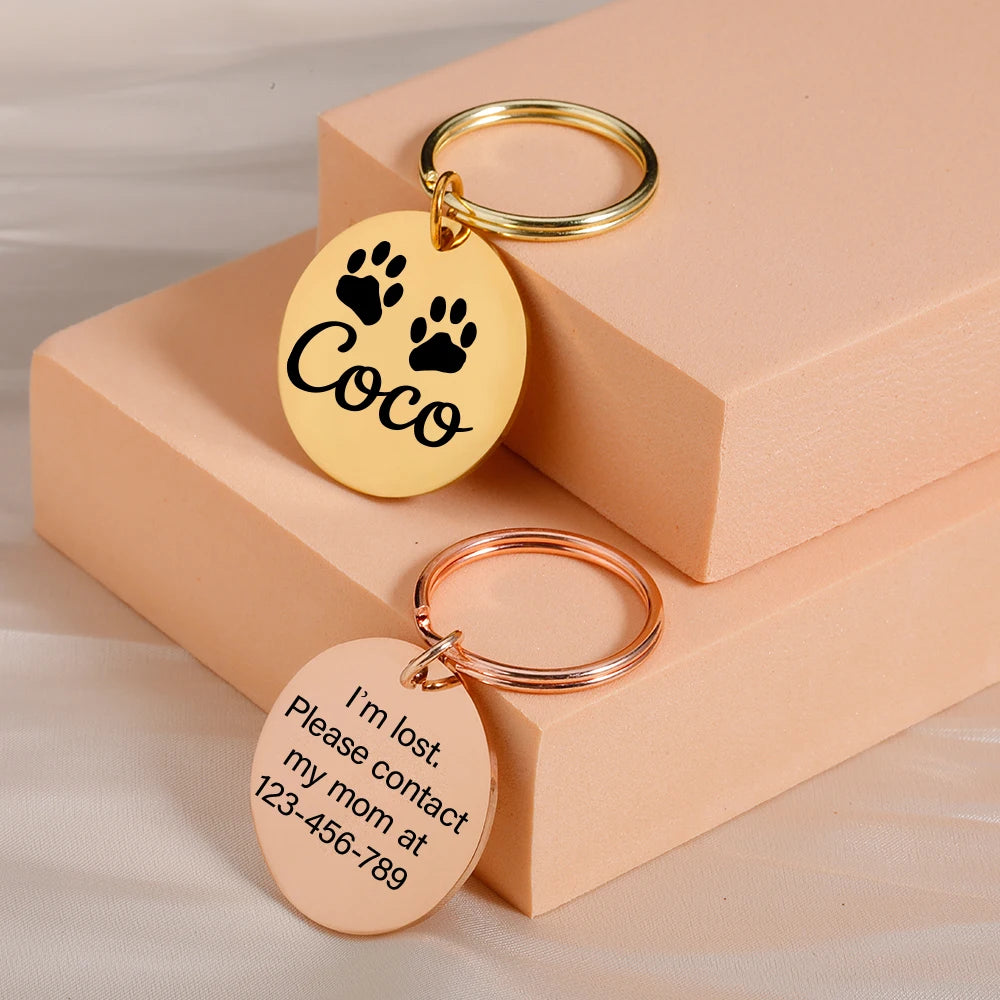 Custom Engraved Pet Dog Tag | Personalised Circular ID Tag with Name & Number - Zenflow Active