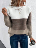 Women's Striped Slash-Neck Knit Sweater Zenflow Active
