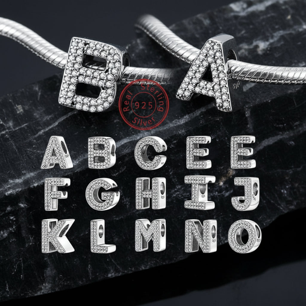 Charms Fit Original Bracelet A-Z Alphabet Charms Beads 925 Sterling Silver 26 Letters Charm for Women Girl DIY Fine Jewelry Gift - Zenflow Active