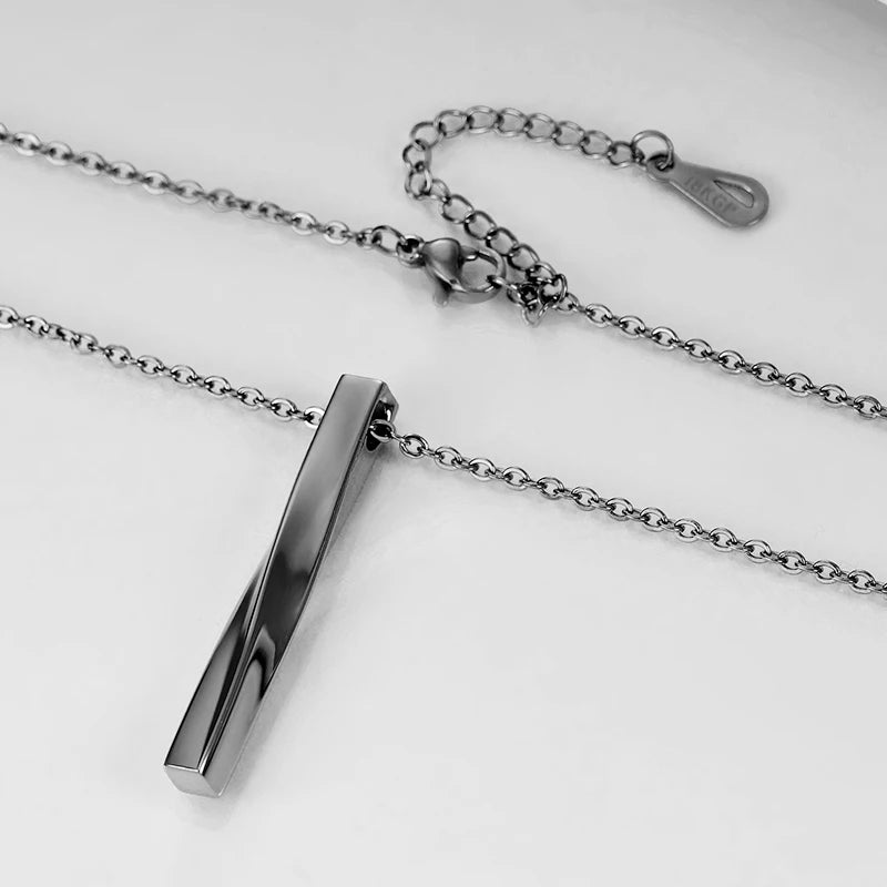 Men's Jewellery Rectangle Pendant Necklace Width 3mm Stainless Steel Handmade - Zenflow Active