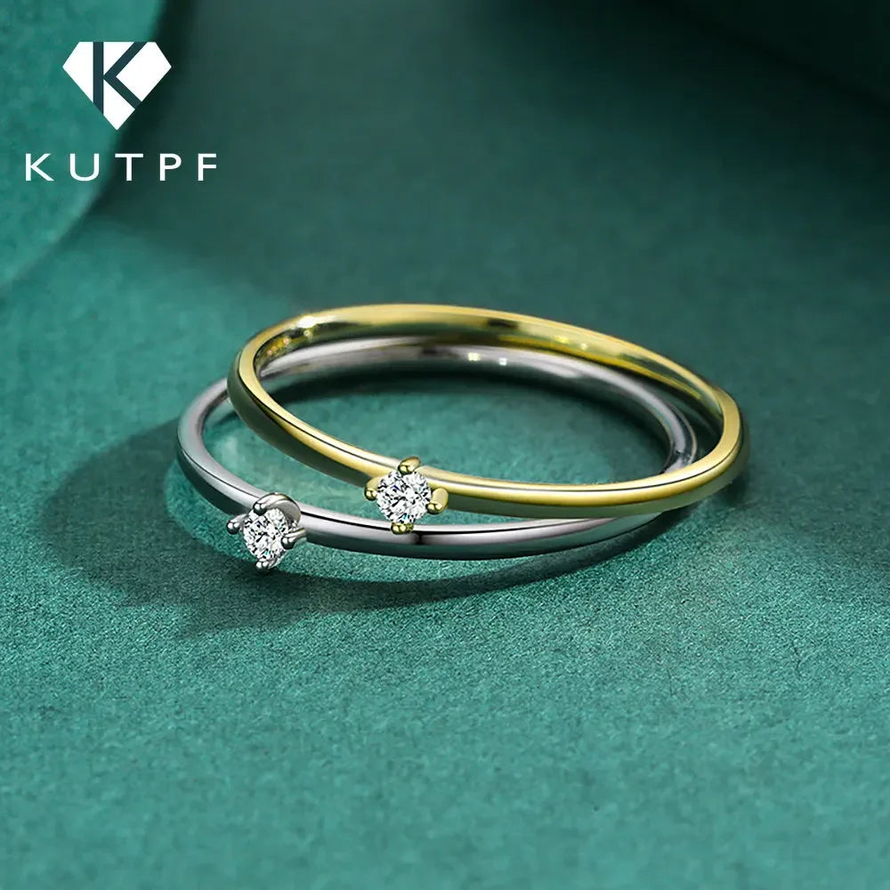 Exquisite Moissanite Finger Ring For Women 18k Gold Plated 925 Sterling Silver Elegant Rings With 2mm D Colour Round Lab Diamond - Zenflow Active