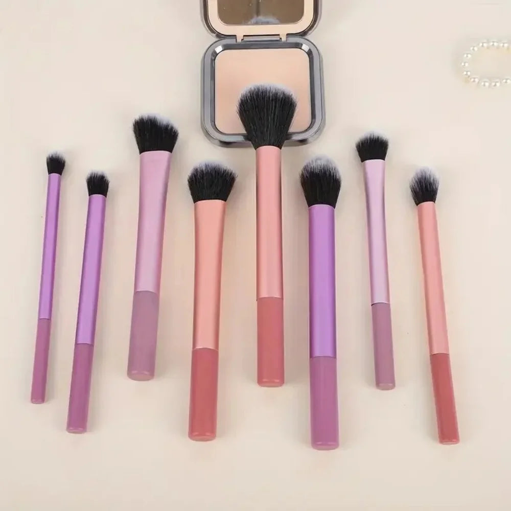 8Pcs Makeup Brush Kit Synthetic hair. Plastic handle for Foundation, blush, and eyeshadow - Zenflow Active